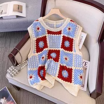 DIMANAF 2025 Новая женская летучая мышь жилет красочная футболка вязаный базовый модный топ кружевные футболки повседневные свободные зеленые футболки One Size синий