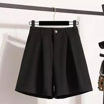 Dimanaf 2025 Новые Летние Брюки Большого Размера Брюки Шорты Свободные Розовые Однотонные Базовые Короткие Брюки Женские Брюки L чёрный