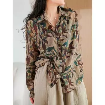 DIMANAF 2025 Плюс Размер Весна Рубашка Женская Блузка Длинный Рукав Модные Топы Свободные Новые One Size