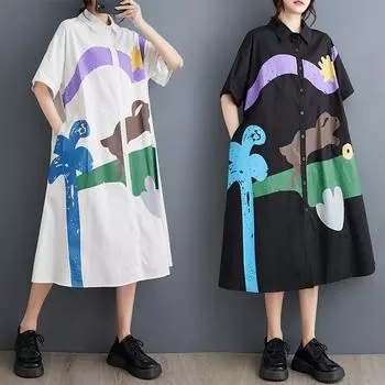 Dimanaf 2025 Плюс Размер Женщин Весна Лето Платье Винтаж Леди Длинное Платье Стиль Свободное Макси Платье Хлопок Базовый One Size белый