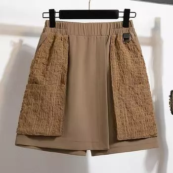 DIMANAF 2025 Plus Size Shorts Summer Women Wide Leg Pants High Waist Loose Casual Short Pants Basic New L чёрный