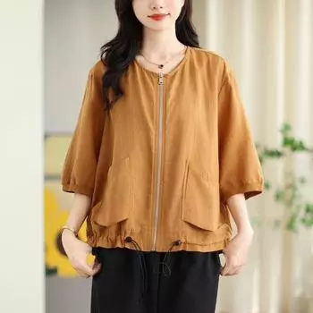 DIMANAF 2025 Весенняя куртка рубашка большого размера футболка женская с коротким рукавом карманы модные топы футболки свободные футболки новые One Size