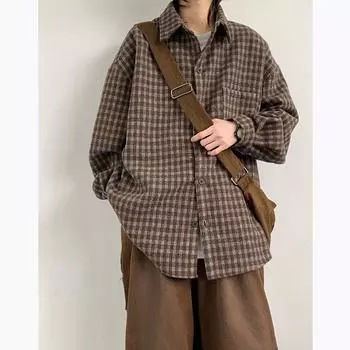 DIMANAF 2025 Весенняя рубашка с длинным рукавом Женская блузка Модные клетчатые топы Свободные новые One Size чёрный