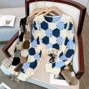 Dimanaf 2025 Женская Летучая Мышь Новая Однотонная Футболка Трикотажные Базовые Модные Топы Кружевные Футболки Повседневные Свободные Синие Футболки One Size