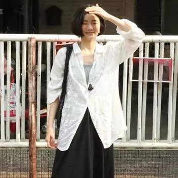 DIMANAF 2025 Женская весенняя длинная рубашка кружевная блузка с длинным рукавом на пуговицах модные топы футболки свободные белые футболки новая блузка one size белый