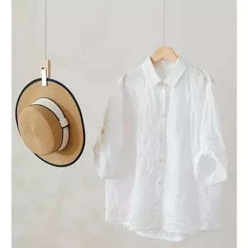 DIMANAF 2025 Женская весенняя длинная рубашка кружевная блузка свободные пуговицы модные топы футболки белые футболки новая блузка one size