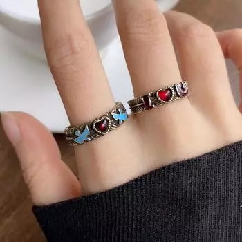 DIMANAF 2025 Женские ювелирные изделия Стальное кольцо Элегантные женские винтажные кольца one size синий