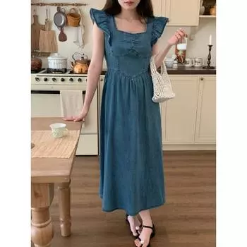 DIMANAF Большие размеры 2024, летнее женское базовое джинсовое платье, повседневное винтажное свободное однотонное длинное платье-рубашка с высокой талией