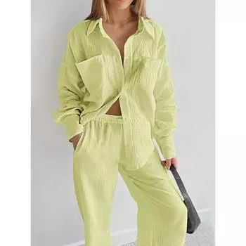 Dimanaf Большие размеры 2024, летние базовые костюмы, женские хлопковые однотонные повседневные новые модные шорты с длинными рукавами, свободная одежда