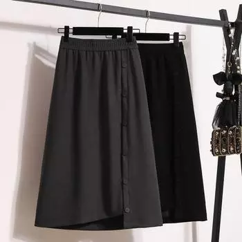 Dimanaf Большие размеры 2024, женская юбка, летняя винтажная базовая юбка трапециевидной формы с эластичной резинкой на талии, однотонные тонкие мягкие свободные длинные юбки