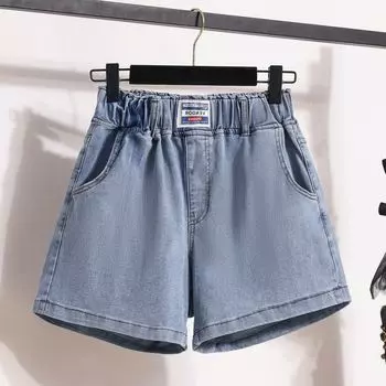 DIMANAF Большие размеры 2024, женские брюки, летние короткие джинсы, джинсовые брюки с эластичной резинкой на талии, базовые женские модные свободные брюки оверсайз