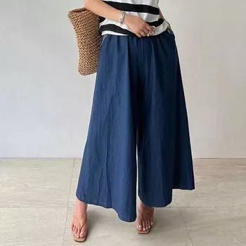 DIMANAF Большие размеры 2024, женские длинные широкие брюки, летние джинсы, базовые эластичные свободные брюки-шаровары с высокой талией, оверсайз