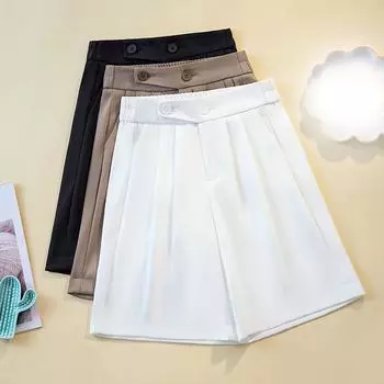 Dimanaf Большие размеры, лето 2024, новые женские шорты, летние эластичные однотонные свободные длинные большие белые черные брюки