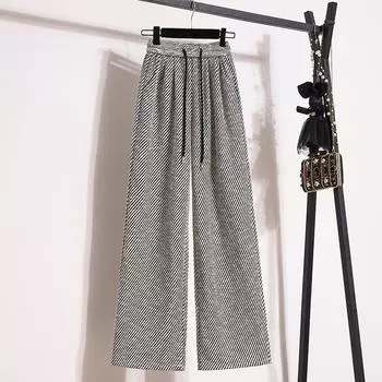 DIMANAF Большие размеры, весенние длинные брюки, женские прямые брюки с эластичной резинкой на талии, повседневные свободные винтажные свободные брюки, новинка 2024 года