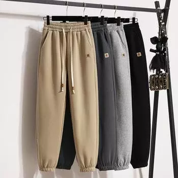 DIMANAF Большие размеры, весенние длинные брюки, женские однотонные шаровары с эластичным поясом, повседневные свободные винтажные свободные брюки, новинка 2024 года