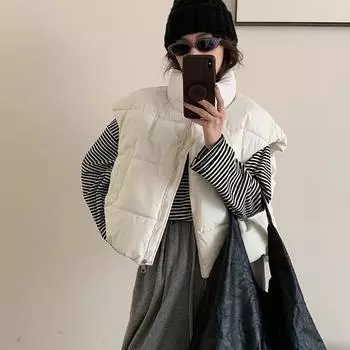 Dimanaf Большие размеры женские парки пальто куртки верхняя одежда хлопок толстые теплые без рукавов 2024 новая зима