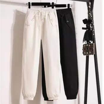 DIMANAF Большие размеры женские весенние брюки повседневные женские эластичные базовые однотонные свободные брюки с высокой талией оверсайз модные новые брюки 4XL 5XL