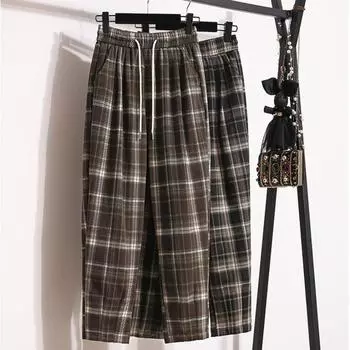 DIMANAF Длинные брюки больших размеров, женские шаровары с эластичной резинкой на талии, повседневные свободные брюки, новинка весны 2024