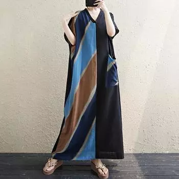 Dimanaf Летнее платье больших размеров 2025 Базовое женское повседневное свободное винтажное новое платье оверсайз с цветочным принтом макси One Size