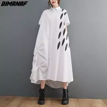 DIMANAF летнее пляжное европейское новое длинное платье большого размера, элегантное винтажное женское платье с короткими рукавами и принтом