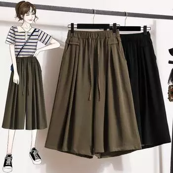 DIMANAF, летние большие размеры 2024, женские брюки трапециевидной формы, юбки, тонкие элегантные винтажные свободные шорты с эластичной резинкой на талии, повседневные