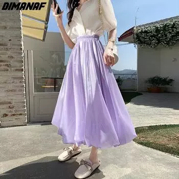 DIMANAF летние большие размеры женские длинные юбки 2024 новые эластичные талии оверсайз модные женские элегантные свободные кружевные юбки