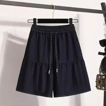 Dimanaf Летние джинсы больших размеров, шорты, женские, базовые, свободные, повседневные, женские, тонкие, синие, брюки 5XL Maxi XL темно-синий