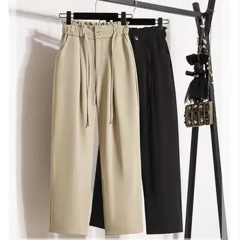 DIMANAF летние женские длинные брюки больших размеров 2024, повседневные однотонные брюки с эластичной резинкой на талии, широкие брюки, свободные 5XL L чёрный