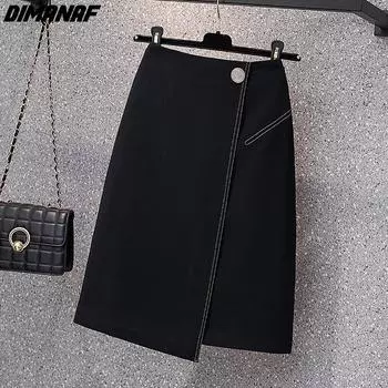 DIMANAF Летние женские юбки больших размеров с эластичной резинкой и высокой талией, женская юбка трапециевидной формы, нерегулярная длинная юбка, низ