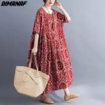 DIMANAF летний пляжный сарафан больших размеров, женское длинное платье, элегантная женская одежда больших размеров с цветочным принтом One Size синий