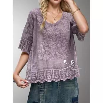 DIMANAF Летняя женская футболка Кружевная футболка без рукавов Базовые модные сексуальные топы Футболки с цветочным принтом Свободные повседневные свободные футболки 12