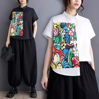 DIMANAF Летняя женская футболка Свободная винтажная базовая новая блузка с коротким рукавом Топы Футболки Повседневные XL белый