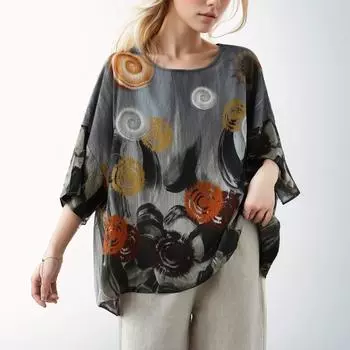 Dimanaf Лето 2024, женская футболка больших размеров, свободные новые топы с круглым вырезом и короткими рукавами, футболки, повседневный принт