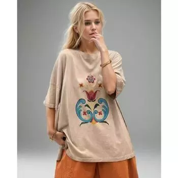 DIMANAF, лето 2024, женская хлопковая футболка больших размеров, винтажные свободные базовые футболки с принтом в китайском стиле, одежда