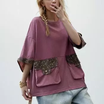 DIMANAF, лето 2024, женская хлопковая футболка больших размеров, топы с винтажным принтом, свободные базовые футболки с цветочным принтом, блузка, одежда 17