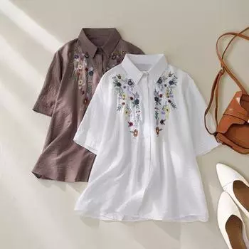 DIMANAF, лето 2024, женская свободная футболка больших размеров, новые повседневные топы с короткими рукавами и цветочной вышивкой, футболки