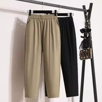 Dimanaf Лето 2024, женские длинные брюки больших размеров, свободные мягкие шаровары, повседневные однотонные базовые брюки большого размера