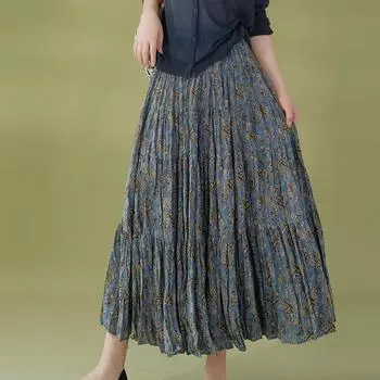 DIMANAF, лето 2024, женские длинные юбки с цветочным дизайном, эластичная талия, винтажные элегантные свободные кружевные фиолетовые юбки One Size