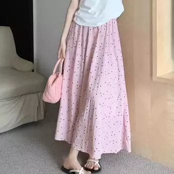 Dimanaf Лето 2024, женские длинные юбки с эластичной резинкой на талии и цветочным принтом, элегантные белые винтажные свободные кружевные черные юбки 772