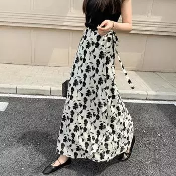 Dimanaf Лето 2024, женские шифоновые юбки с эластичной резинкой на талии и цветочным принтом, элегантные винтажные свободные юбки 783