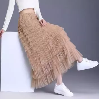 Dimanaf Лето 2024, женские юбки с эластичной резинкой на талии, винтажные элегантные белые свободные кружевные черные юбки с цветочным принтом 768