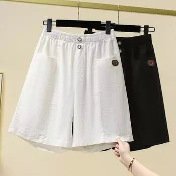 Dimanaf Лето 2025 года, джинсы большого размера, шорты, женские, базовые брюки, свободные, повседневные, женские, тонкие брюки, брюки 5XL XL чёрный