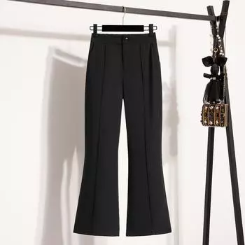 Dimanaf Лето 2025 года, женские свободные брюки больших размеров с высокой талией, повседневные брюки с широкими штанинами S чёрный