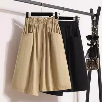 Dimanaf Лето больших размеров 2024, женские юбки трапециевидной формы с эластичной резинкой на талии, однотонные винтажные свободные элегантные юбки, карманный дизайн