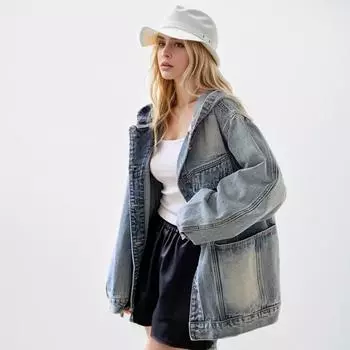 DIMANAF Новинка 2024 года, женская куртка, джинсовое пальто, кардиган на пуговицах и карманах, женское свободное пальто большого размера, осенне-зимнее пальто