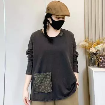 DIMANAF, новинка 2024 года, женские толстовки и свитшоты, свободные повседневные осенние топы с длинными рукавами и круглым вырезом, базовые топы, футболка, новый пуловер One Size серый