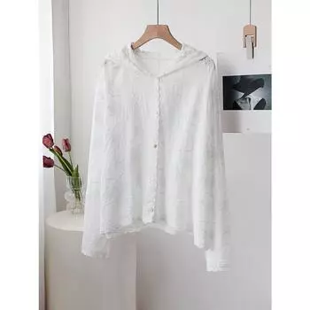 DIMANAF Новое женское кружевное пальто летняя шляпа модные топы кружевные футболки повседневные свободные футболки белые One Size белый