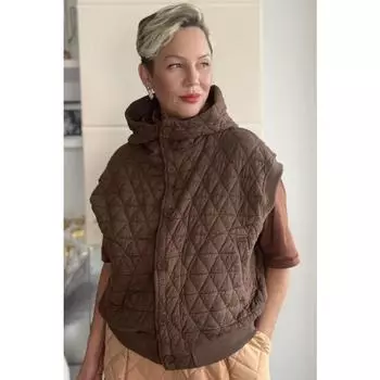 DIMANAF Новые 2024 Женские толстовки и свитшоты Однотонные шапки Без рукавов Осенние базовые топы Футболка Новое пальто One Size чёрный