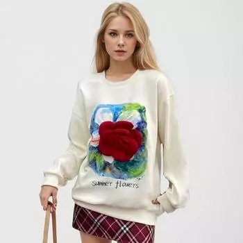 DIMANAF новые женские толстовки и свитшоты 2024, свободные повседневные осенние базовые топы с длинными рукавами и цветочным принтом, футболка, пуловер