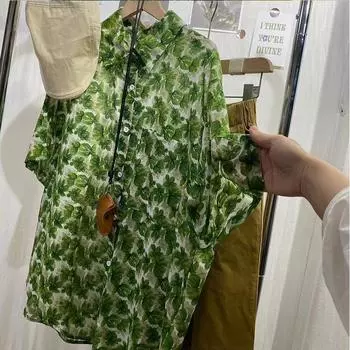 DIMANAF плюс размер 2023, новая женская рубашка, льняная блузка с цветочным принтом, женская свободная летучая мышь с коротким рукавом, праздничные топы и футболки большого размера, синие